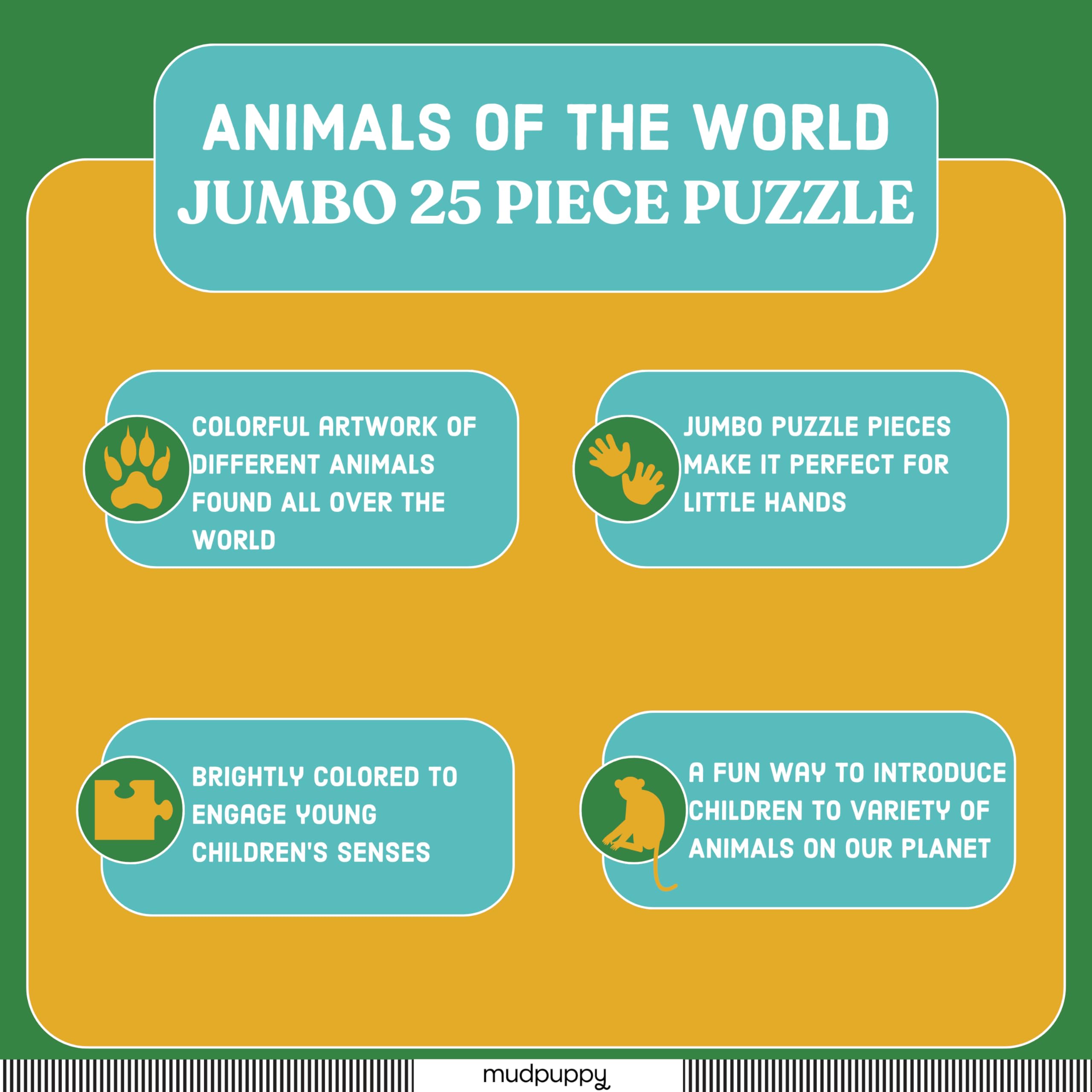 Mudpuppy Animals Of The World - Jumbo 25 Piece Jigsaw Floor Puzzle Featuring Lions, Elephants, and More! - Image 4