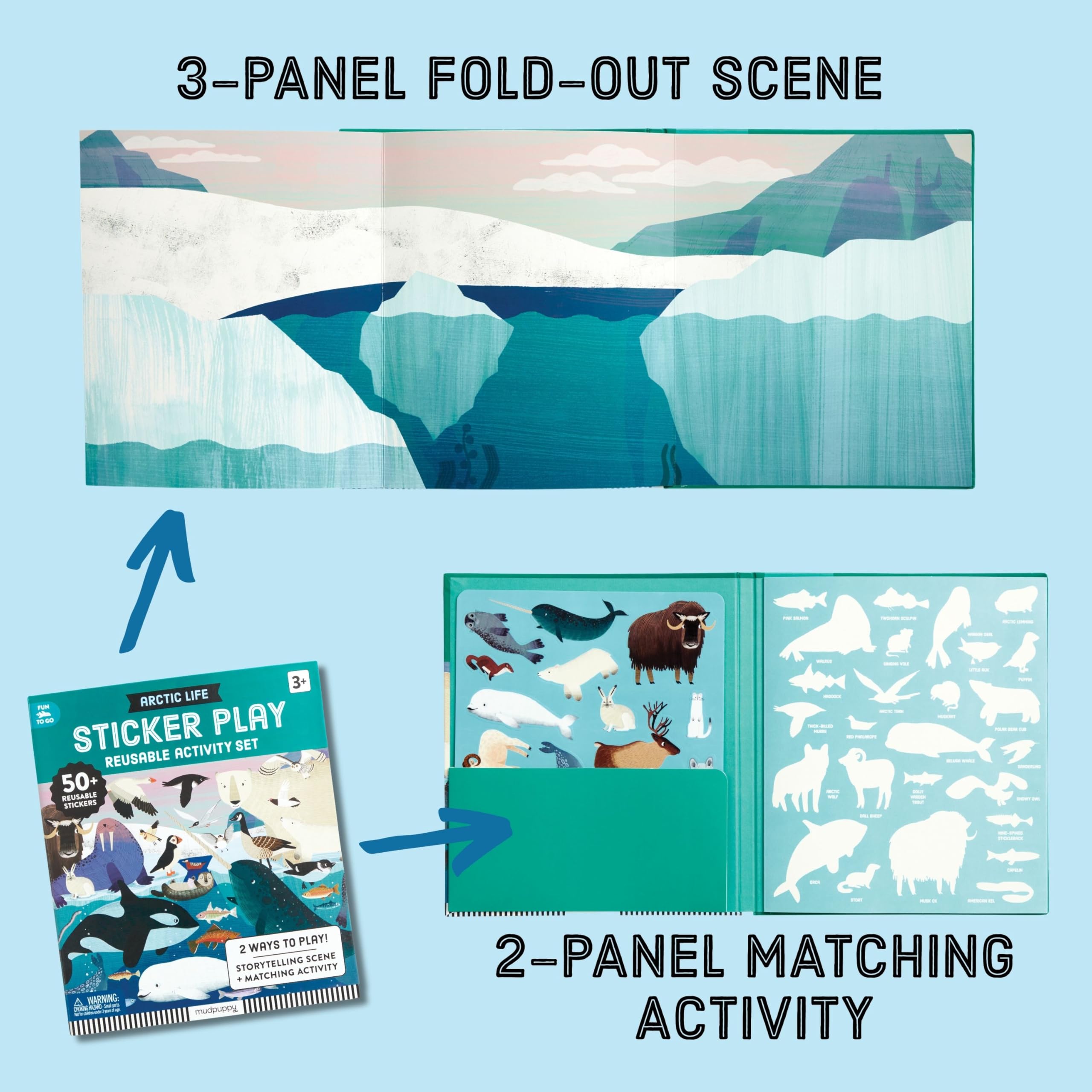 Mudpuppy Arctic Life - Sticker Play Reusable Activity Kit Featuring Fun Illustrations of Arctic Animals for Children Ages 3 and Up - Image 5
