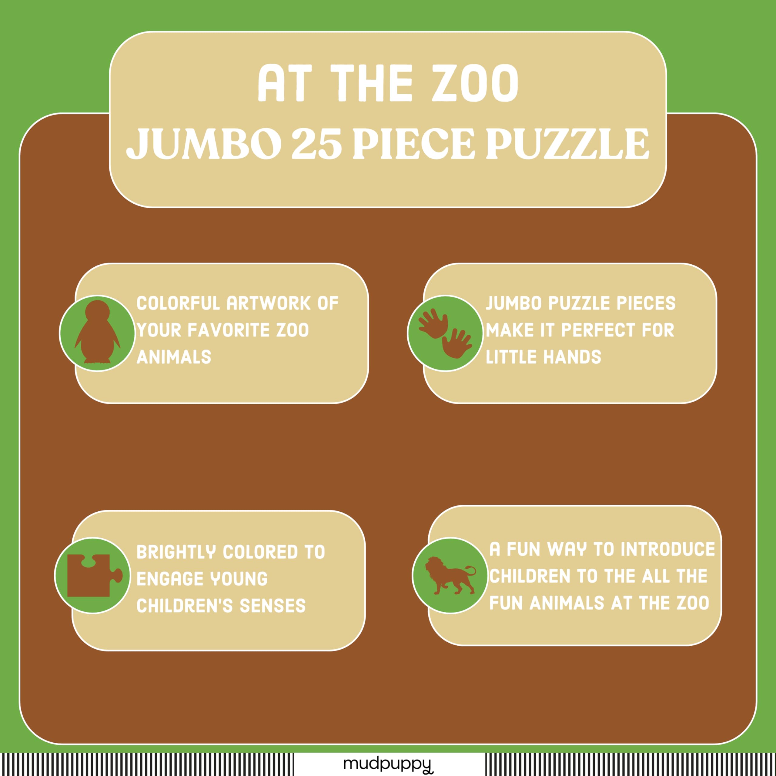 Mudpuppy At The Zoo - Jumbo 25 Piece Jigsaw Floor Puzzle Featuring Lions, Elephants, and More! - Image 3