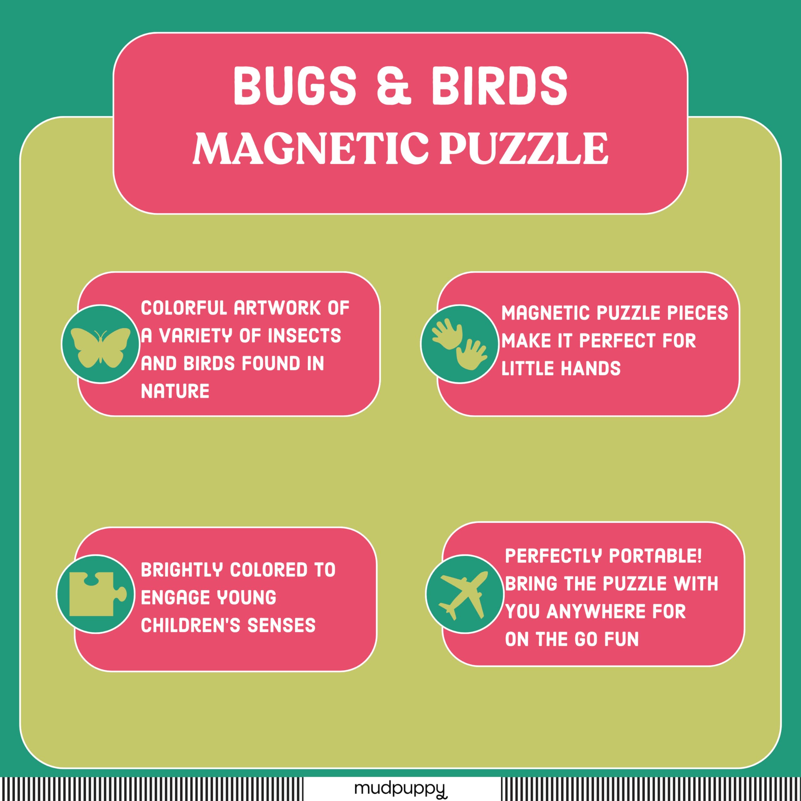 Mudpuppy Bugs & Birds - Tri Fold Magnetic Puzzles Featuring Two 20 Piece Bugs and Birds Themed Artwork - Image 4
