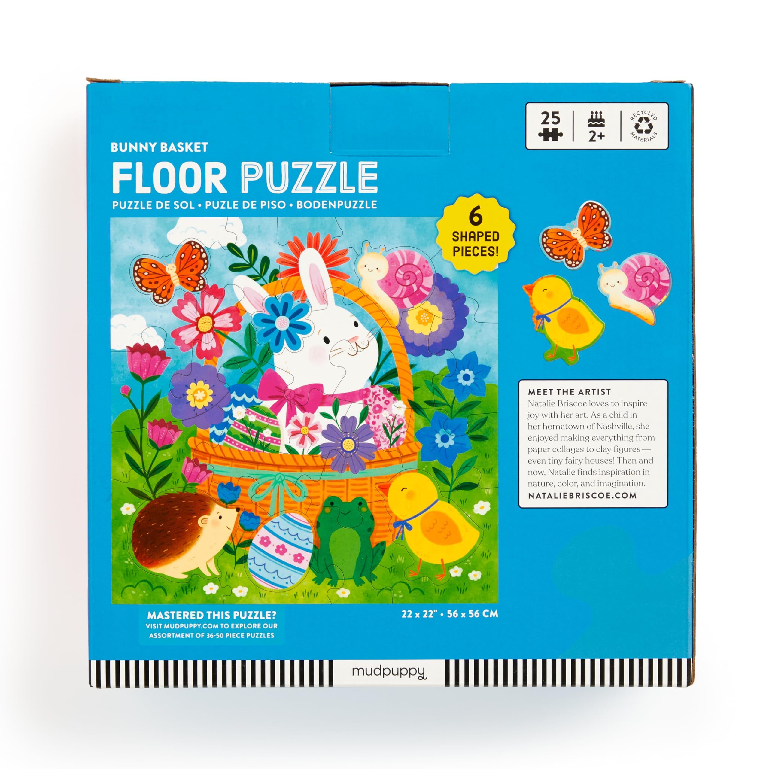 Mudpuppy Bunny Basket – 25 Piece Floor Puzzle with 6 Colorful Shaped Pieces Featuring A Cute Bunny Basket Scene - Image 3