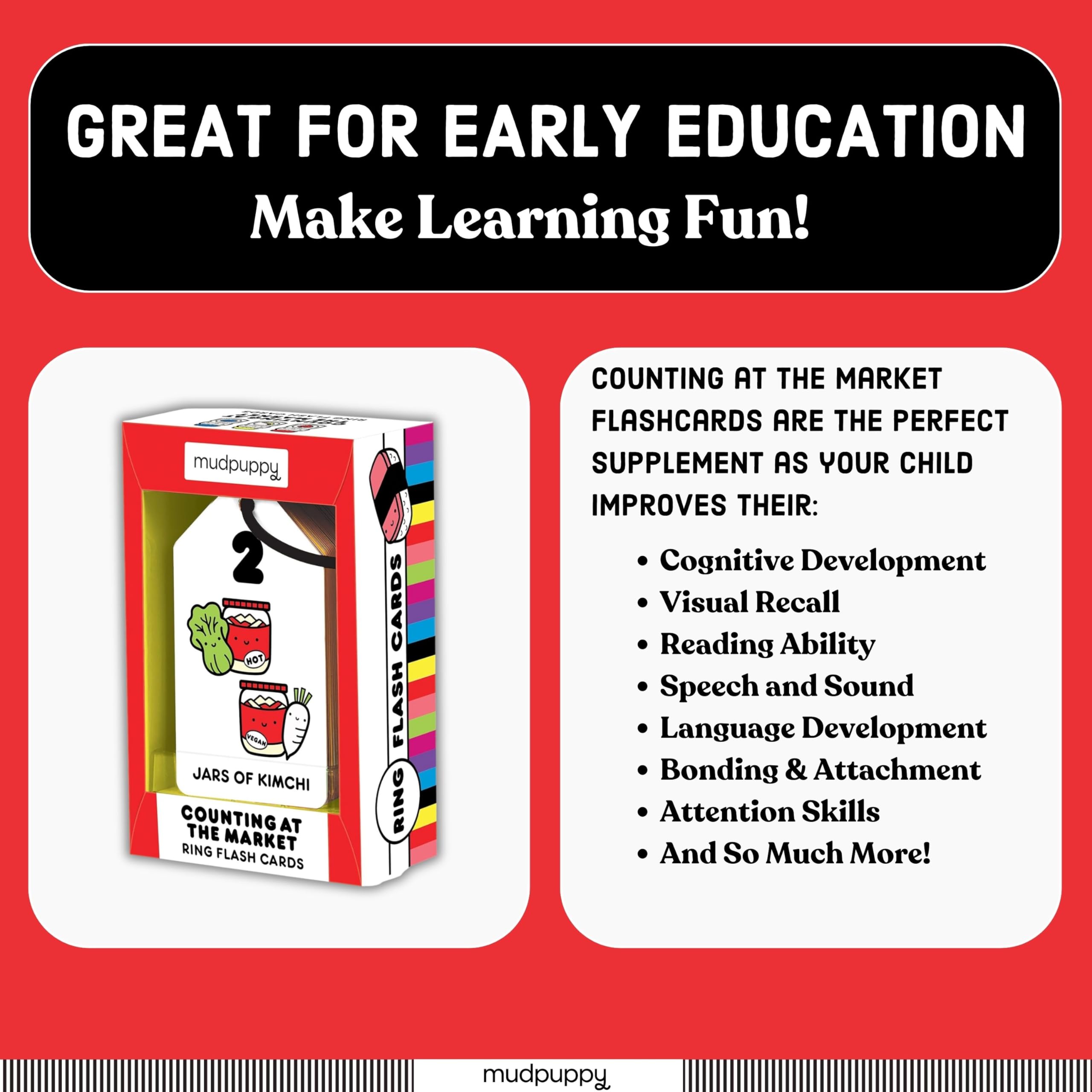 Mudpuppy Counting At The Market — Ring Flashcards 10 Durable Double Sided Number Food Cards and Reclosable Ring with Colorful Art for Ages 1+ Perfect for Preschool Or Travel for Teachers and Parents - Image 6