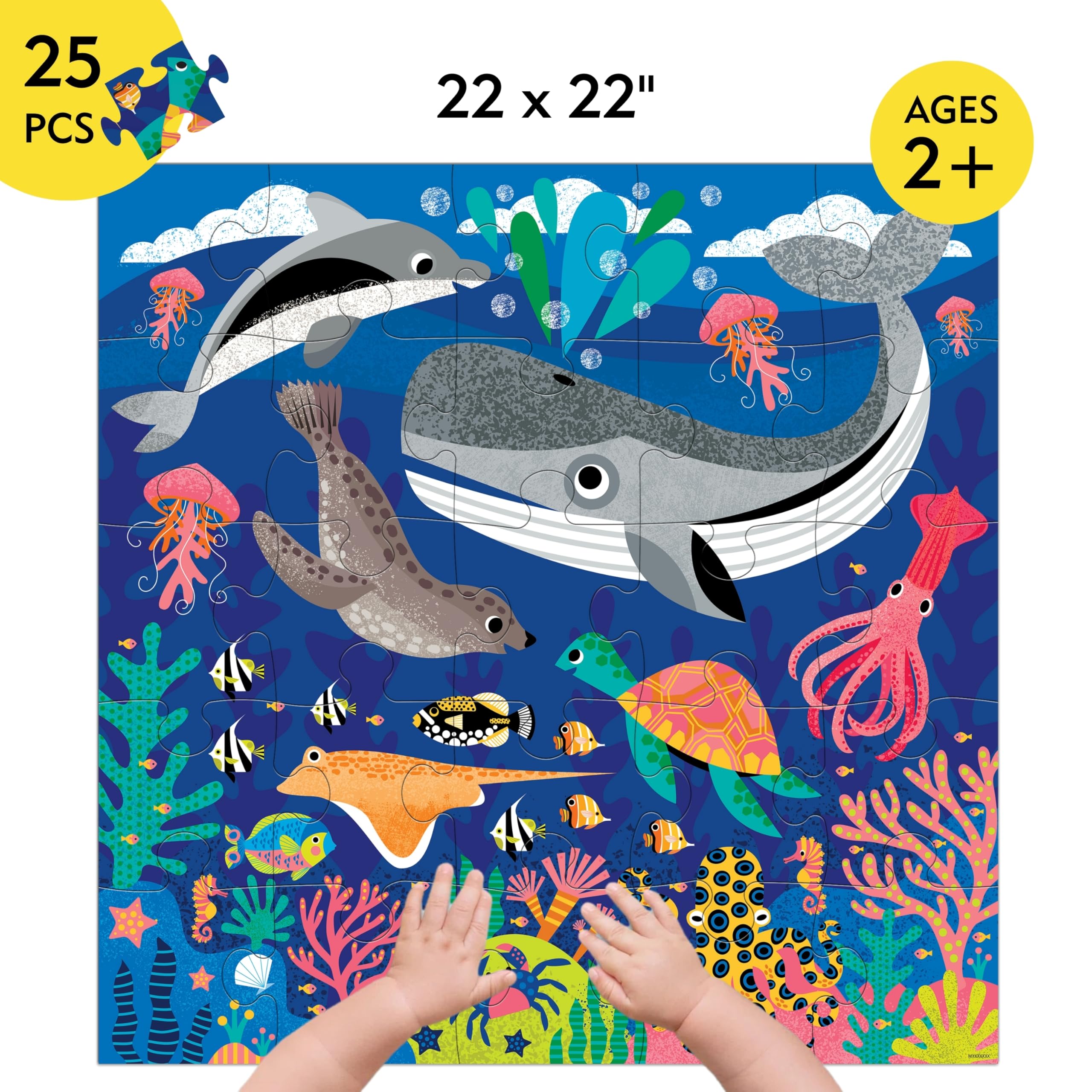 Mudpuppy Depths of The Sea - Jumbo 25 Piece Jigsaw Floor Puzzle Featuring Whales, Dolphins, and More!, Flower - Image 3