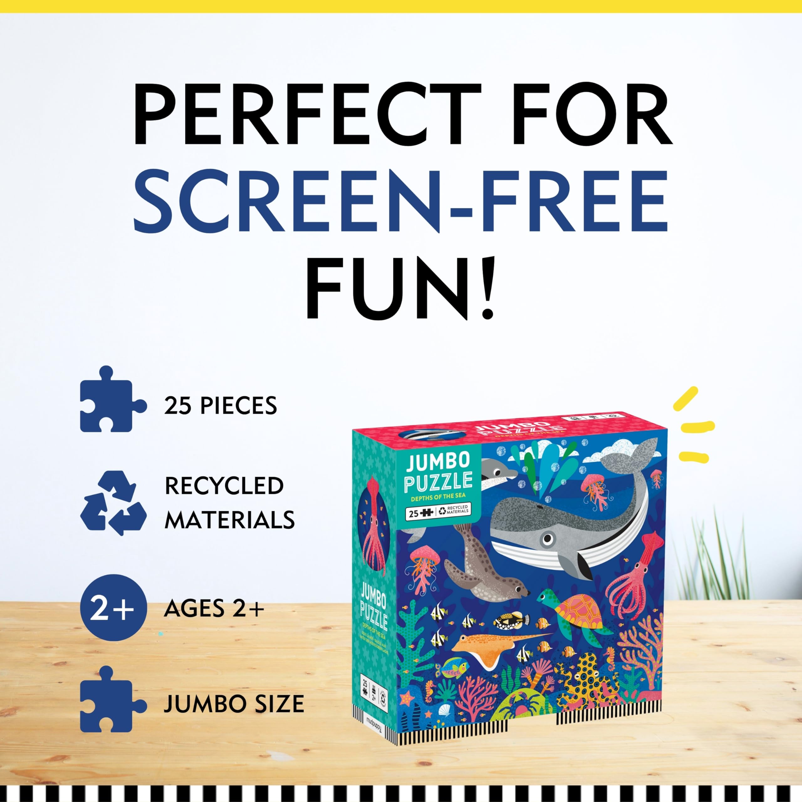 Mudpuppy Depths of The Sea - Jumbo 25 Piece Jigsaw Floor Puzzle Featuring Whales, Dolphins, and More!, Flower - Image 5