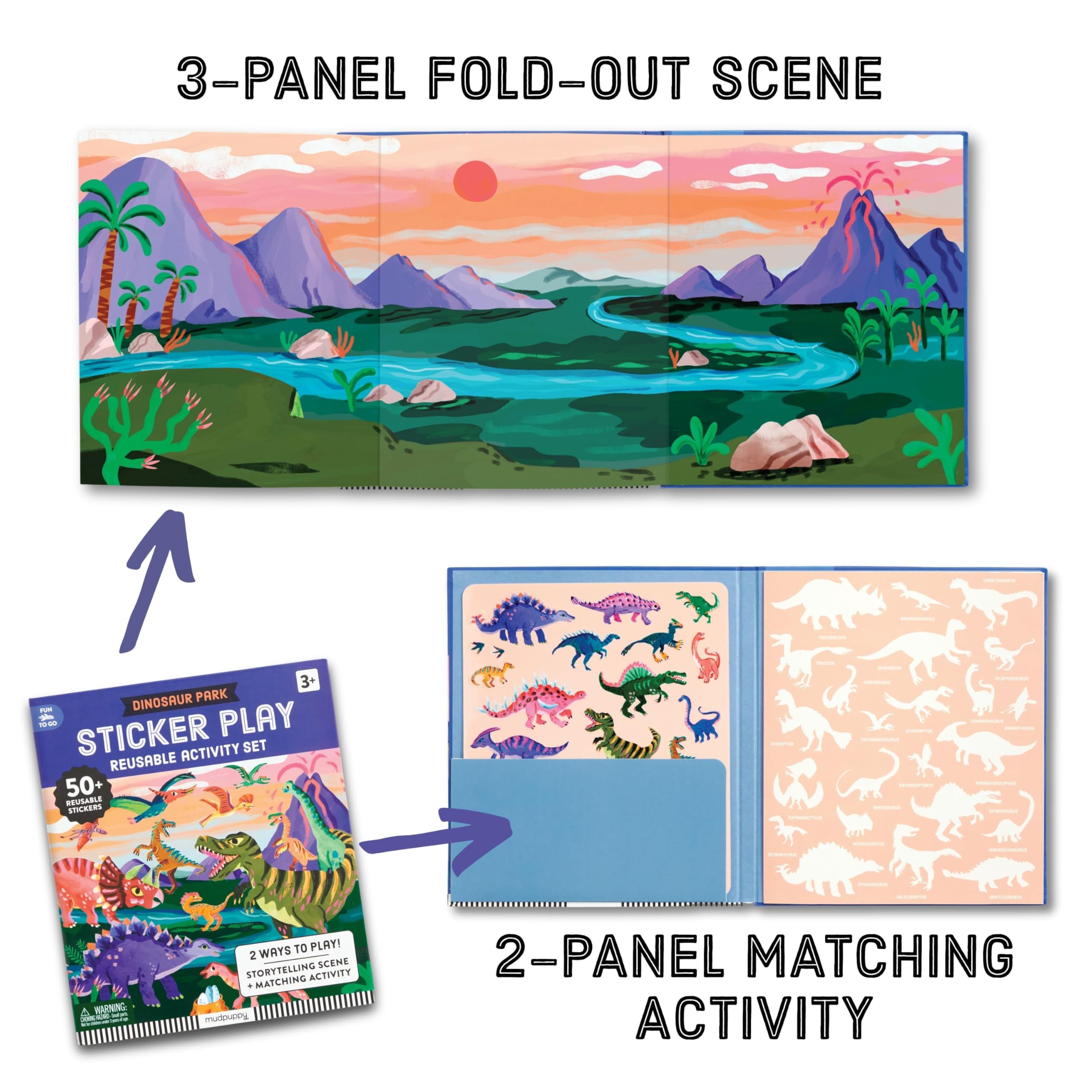 Mudpuppy Dinosaur Park - Sticker Play Reusable Activity Kit Featuring Fun Illustrations of Dinosaurs for Children Ages 3 and Up - Image 5