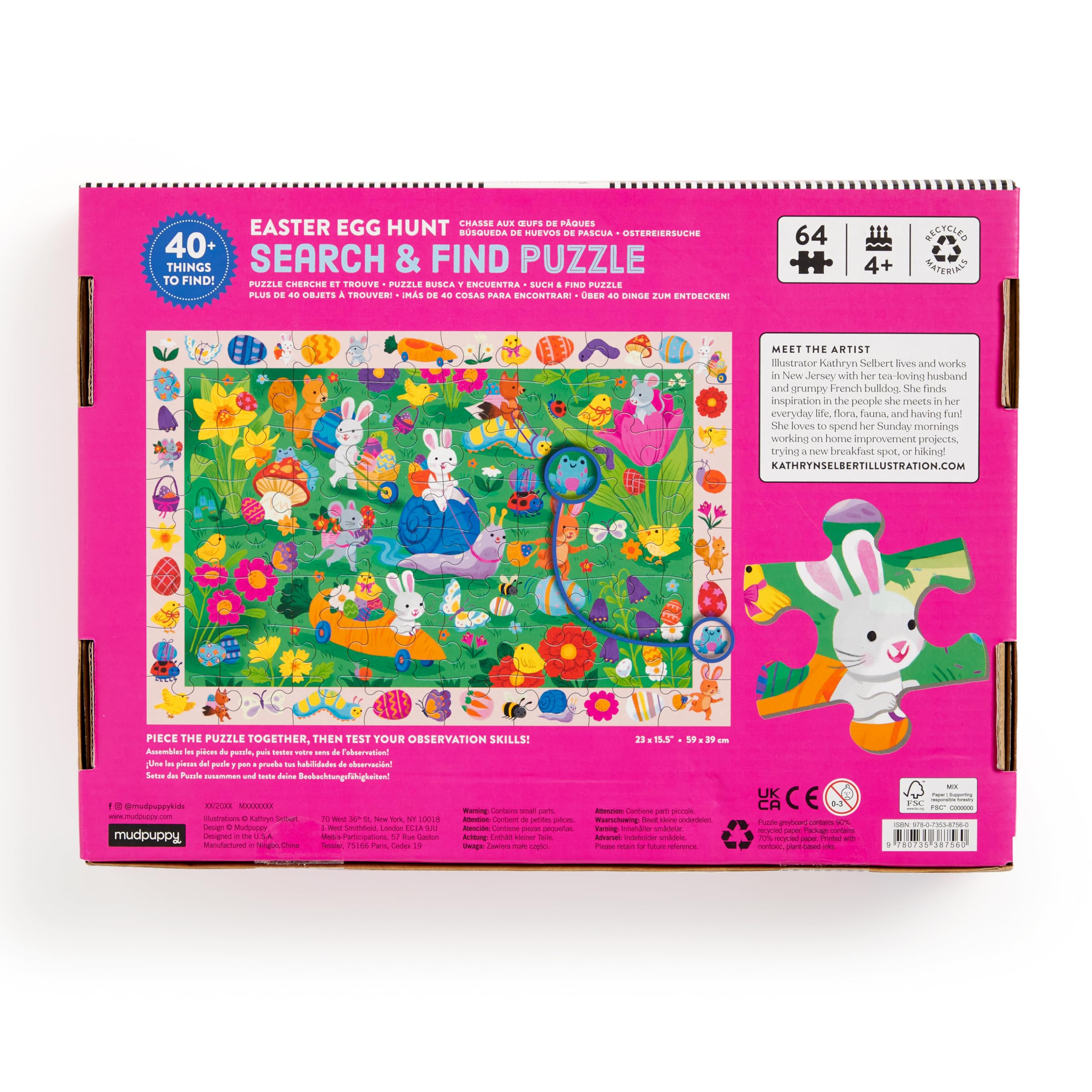 Mudpuppy Easter Egg Hunt — 64 Piece Search & Find Puzzle Featuring Adorable Spring Easter Scene and Over 40 Hidden Images to Find for Ages 4+ - Image 3