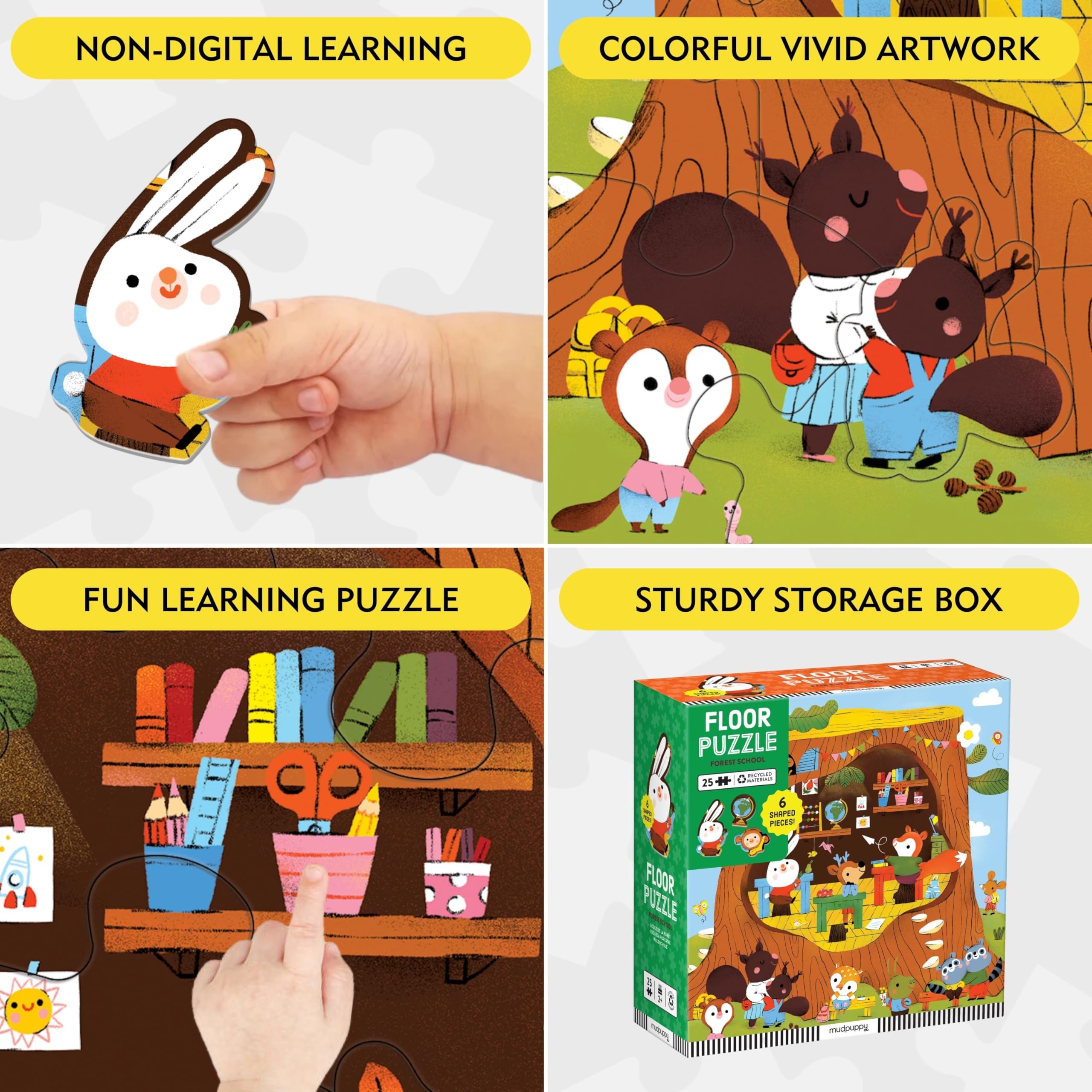 Mudpuppy Forest School 25 Piece Floor Puzzle with Shaped Pieces - Image 5