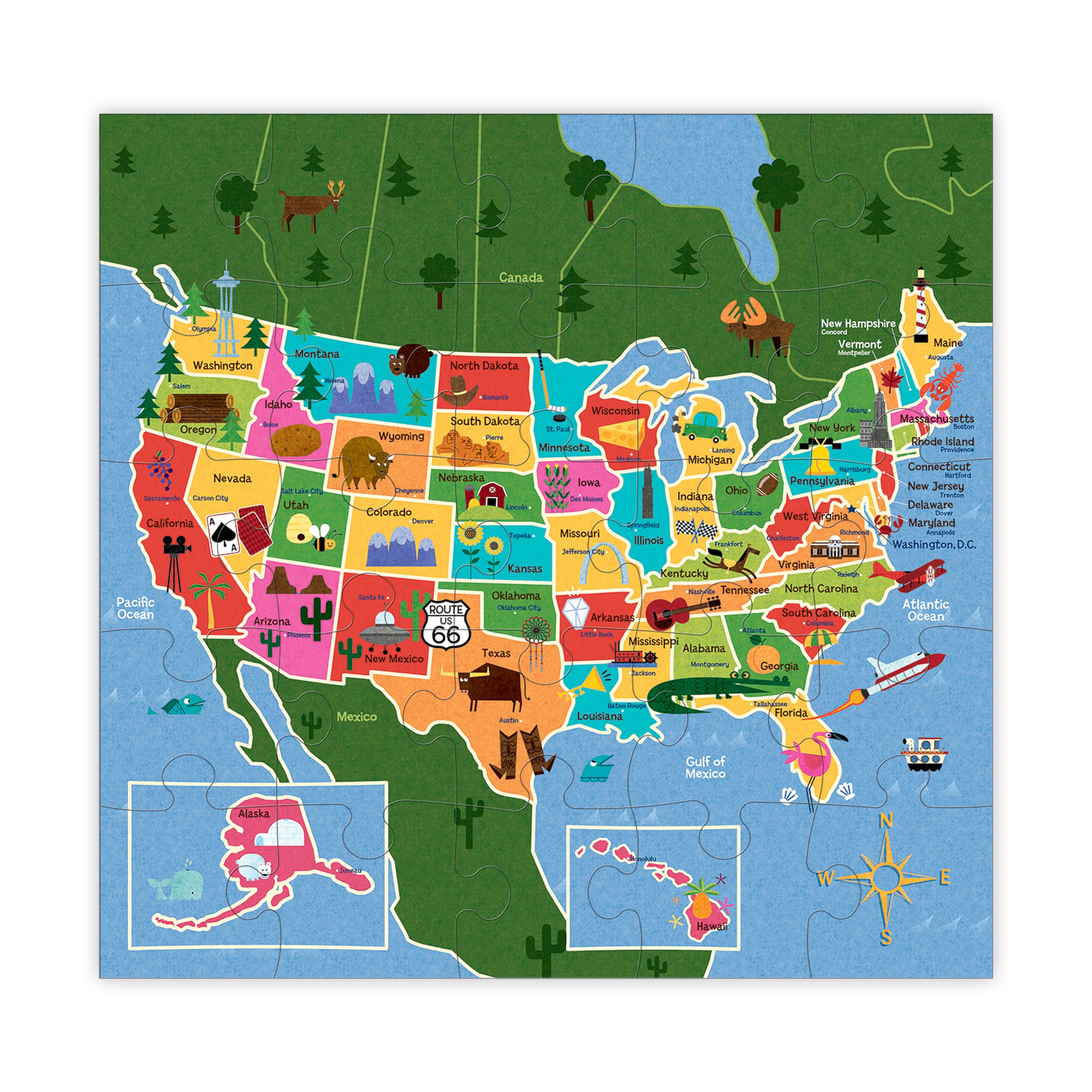 Mudpuppy Map Of USA - Jumbo 25 Piece Jigsaw Floor Puzzle Featuring States, Capitals, and More! - Image 5