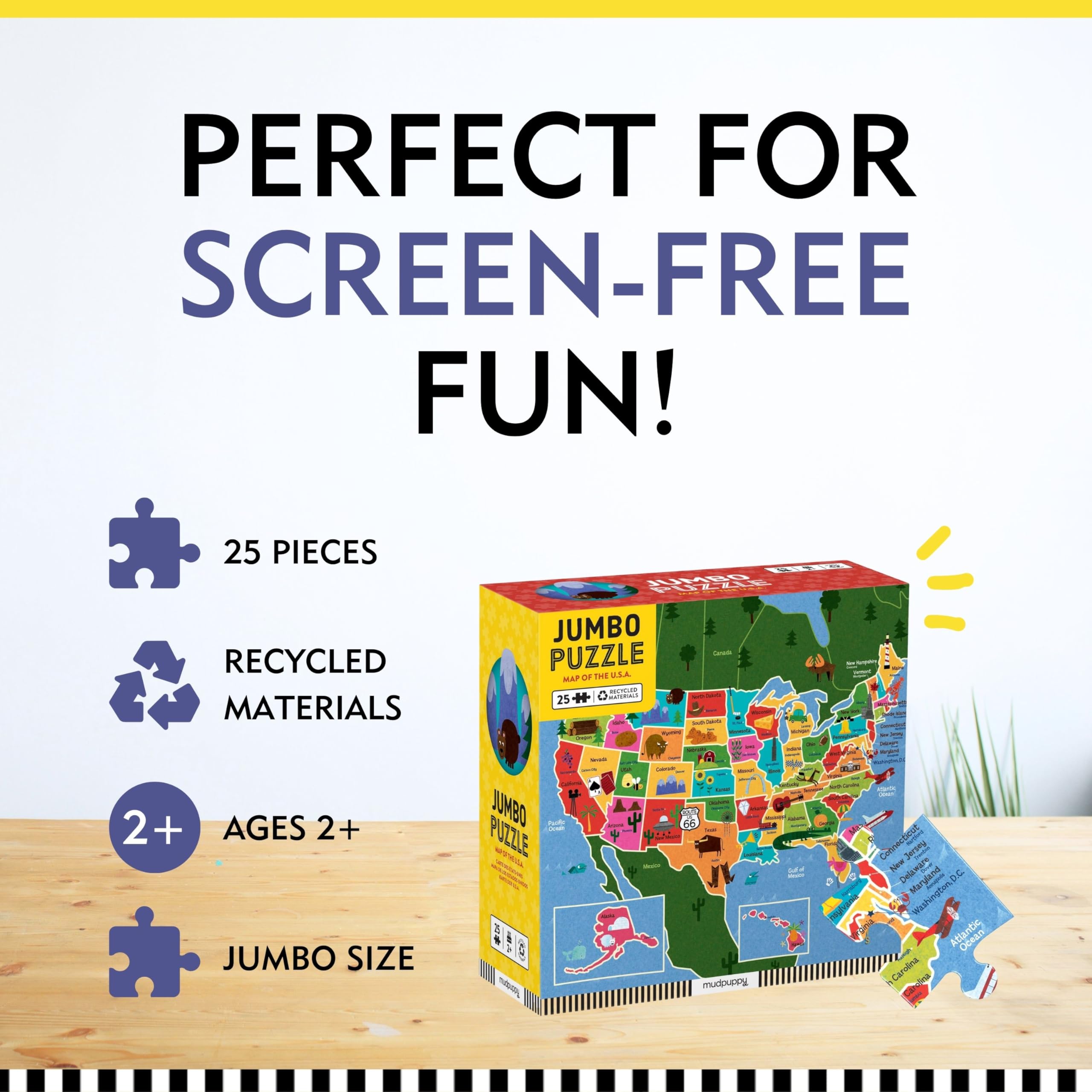 Mudpuppy Map Of USA - Jumbo 25 Piece Jigsaw Floor Puzzle Featuring States, Capitals, and More! - Image 6