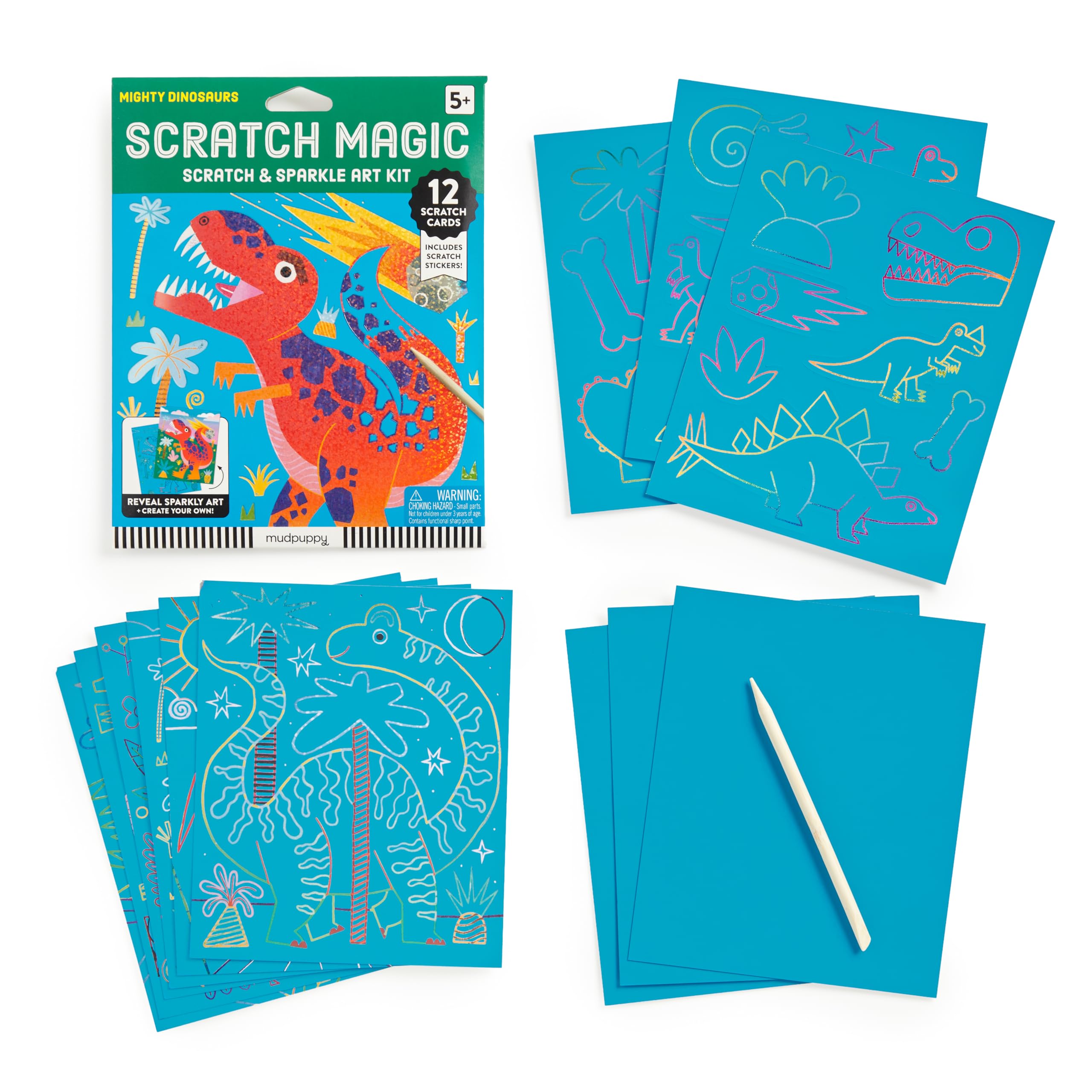 Mudpuppy Mighty Dinosaurs - Scratch & Sparkle Art Activity Kit Featuring Fun Illustrations of Dinosaurs for Children Ages 5 and Up - Image 4