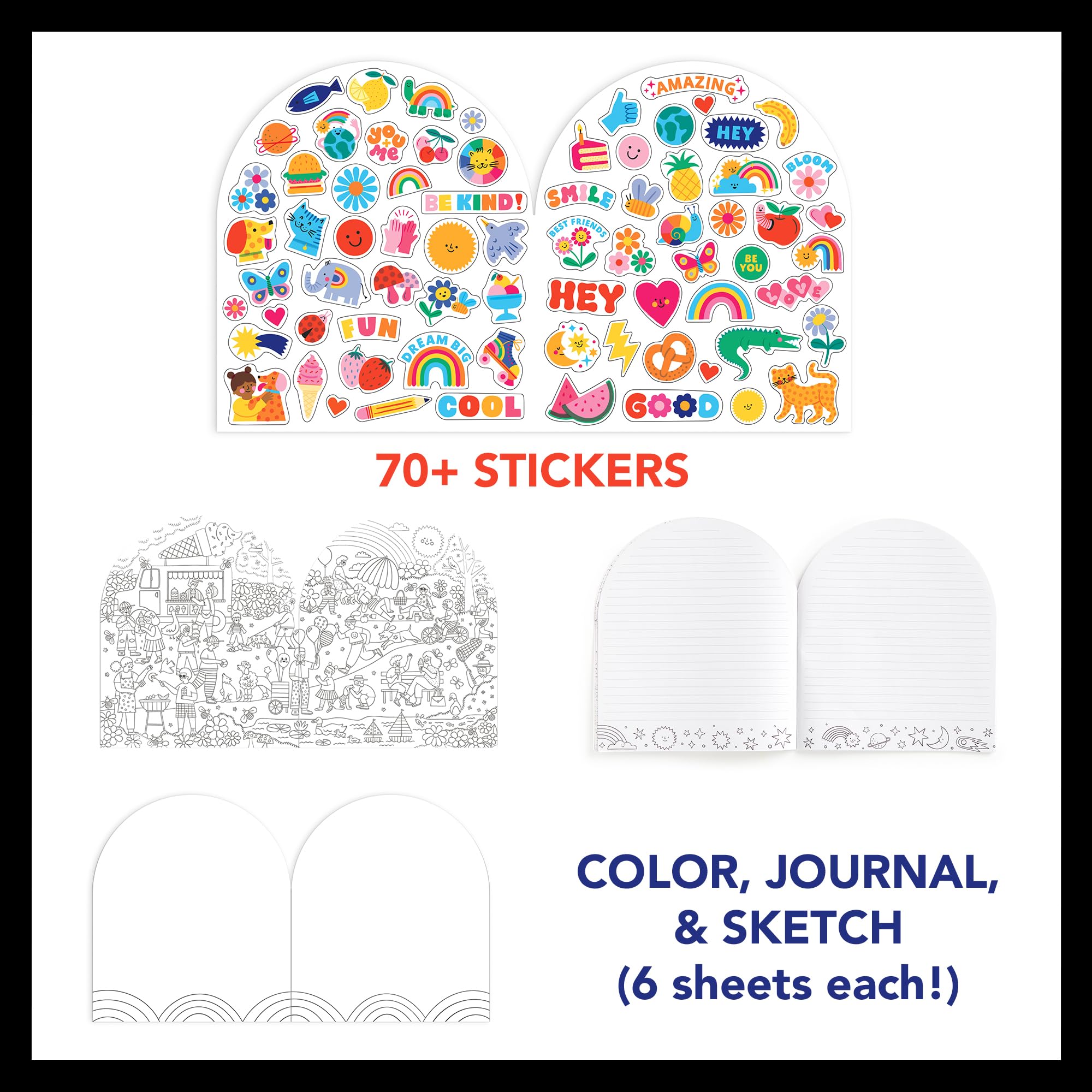 Mudpuppy Our World is A Rainbow - Rainbow Shaped Creativity Pad Comes with Multicolored Pencil Over 70 Stickers and Many Pages to Color Journal Or Sketch for Childrens Ages 6 and Up - Image 4