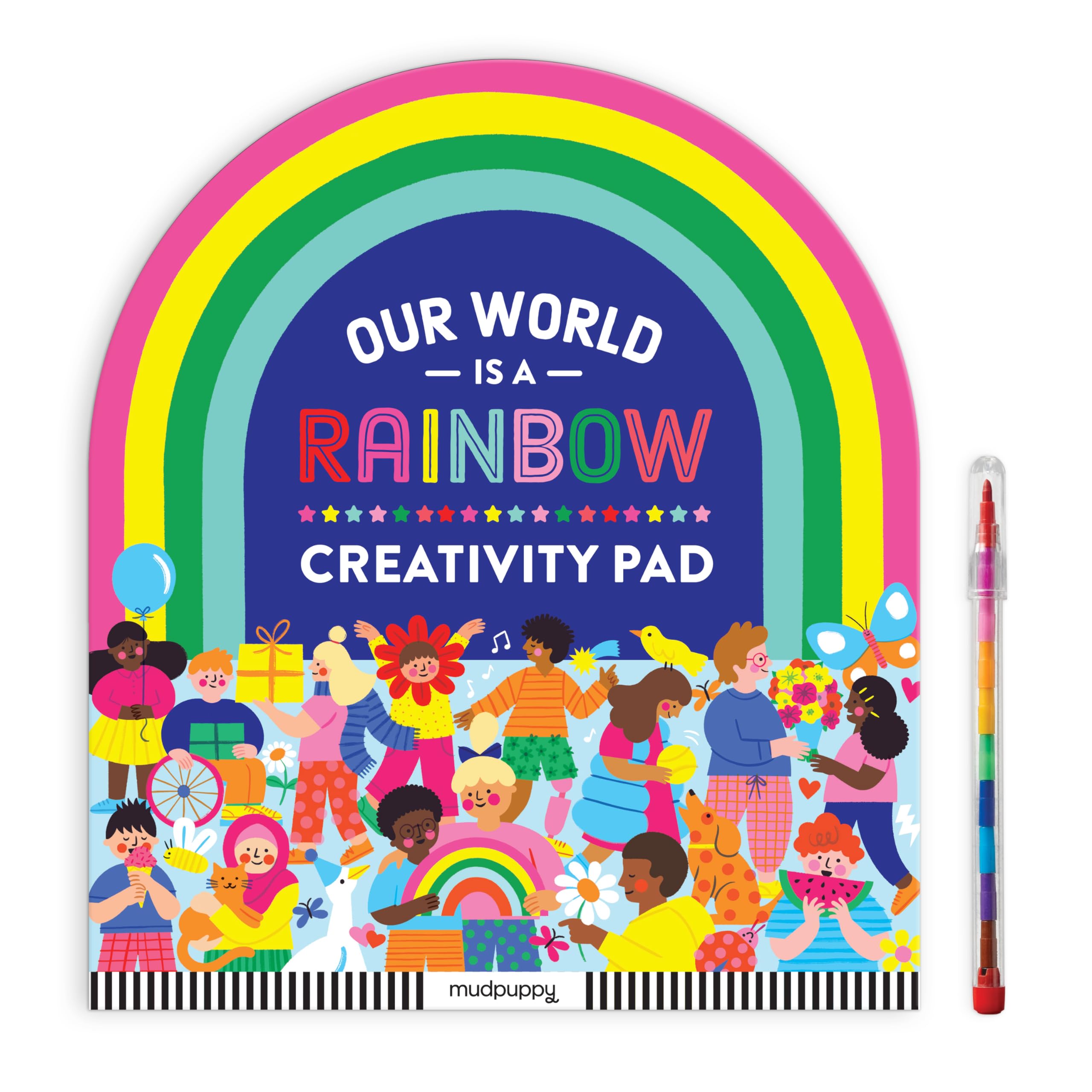Mudpuppy Our World is A Rainbow - Rainbow Shaped Creativity Pad Comes with Multicolored Pencil Over 70 Stickers and Many Pages to Color Journal Or Sketch for Childrens Ages 6 and Up - Image 6