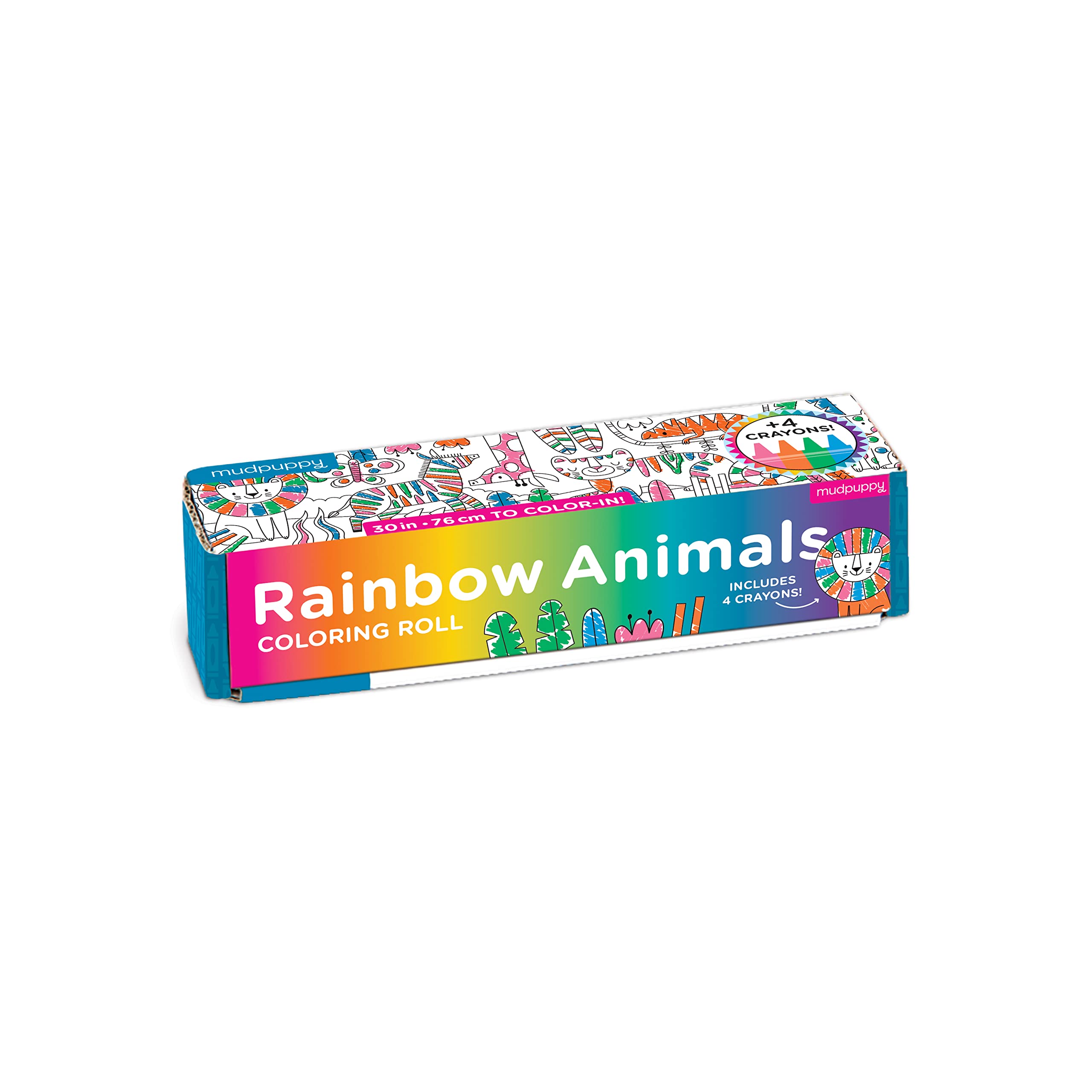 Mudpuppy Rainbow Animals – Travel Friendly Mini Coloring Roll with Illustrations of Jungle Animals and Includes 4 Non Toxic Crayons - Image 4