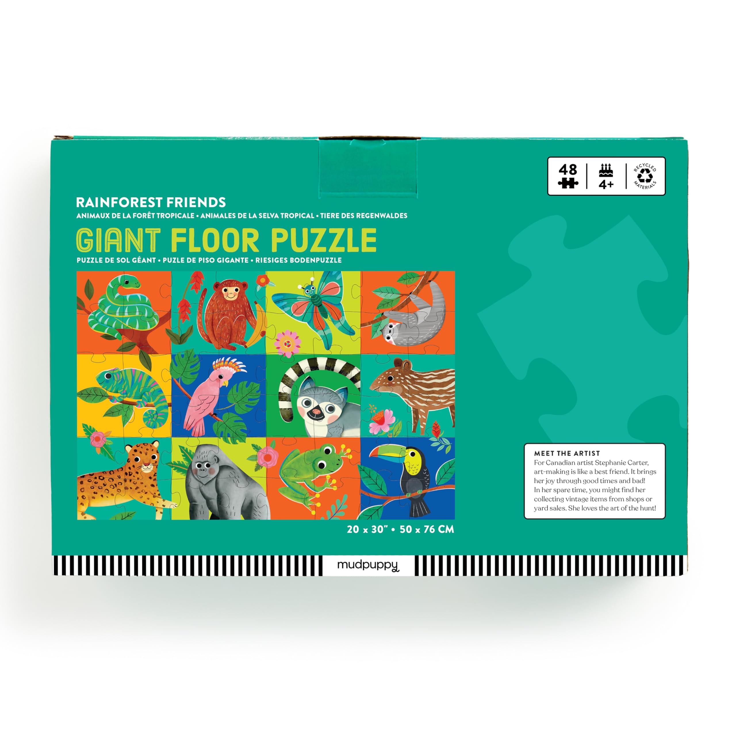 Mudpuppy Rainforest Friends – 48 Piece Giant Floor Jigsaw Puzzle Featuring A Colorful Scene of Different Kinds of Rainforest Animals - Image 3