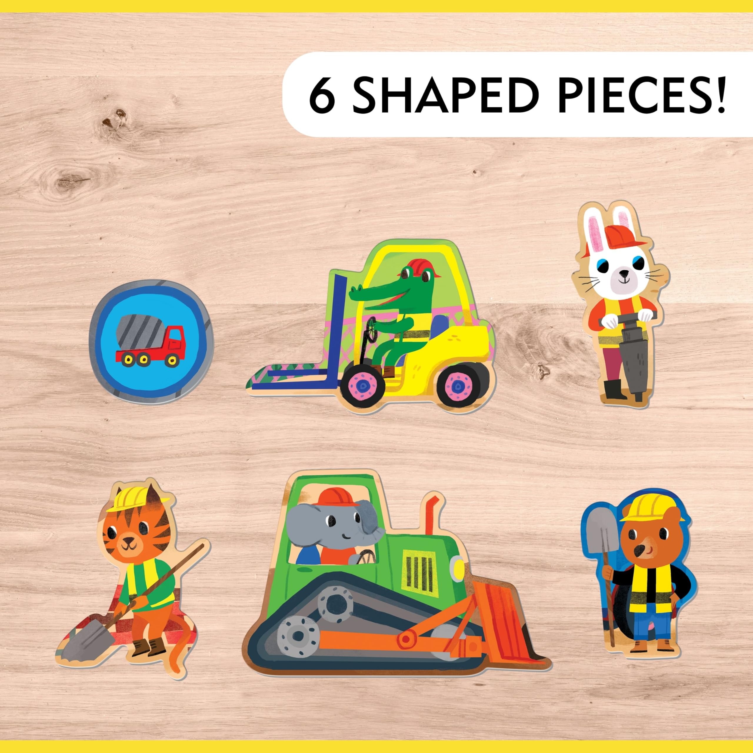 Mudpuppy’s Construction Site 25 Piece Floor Puzzle, Features 25 Colorful, Oversized Pieces, Includes 6 Special Shaped Pieces of Animal Workers, Bulldozers and More, Ages 2+, Great Gift Idea! - Image 3