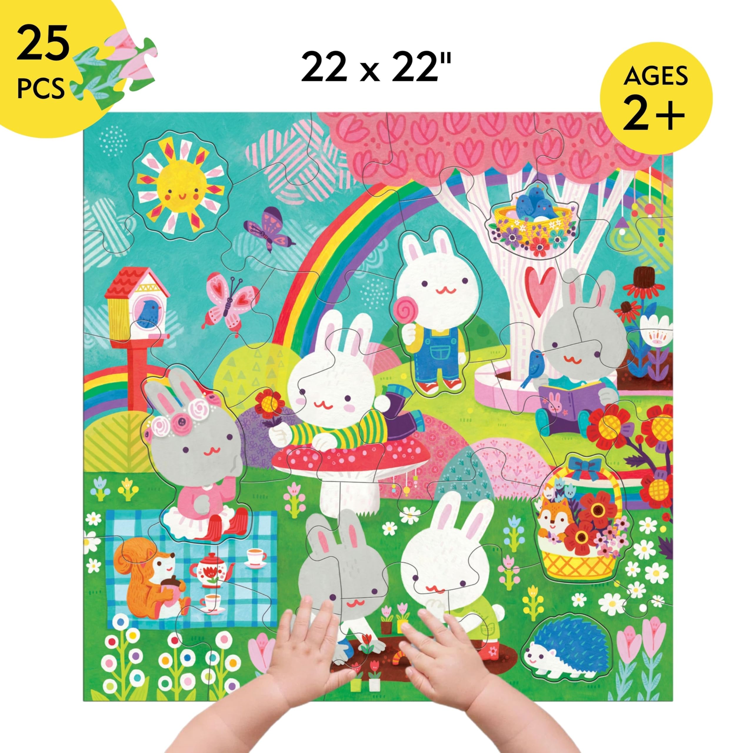 Mudpuppy’s Garden Bunnies 25 Piece Floor Puzzle, Features 25 Colorful, Oversized Pieces, Includes 6 Special Shaped Pieces of Adorable Bunnies and More, Ages 2+, Great Gift Idea! - Image 4