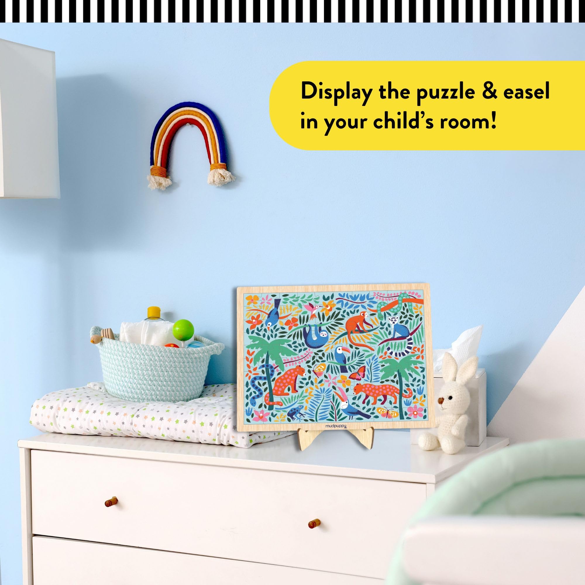 Mudpuppy’s Rainforest 100 Piece Wood Puzzle, Includes Colorful Illustrations of Your Favorite Rainforest Animals, Ages 5+, Display Stand Included, Turn Your Puzzle into Home Décor! - Image 5