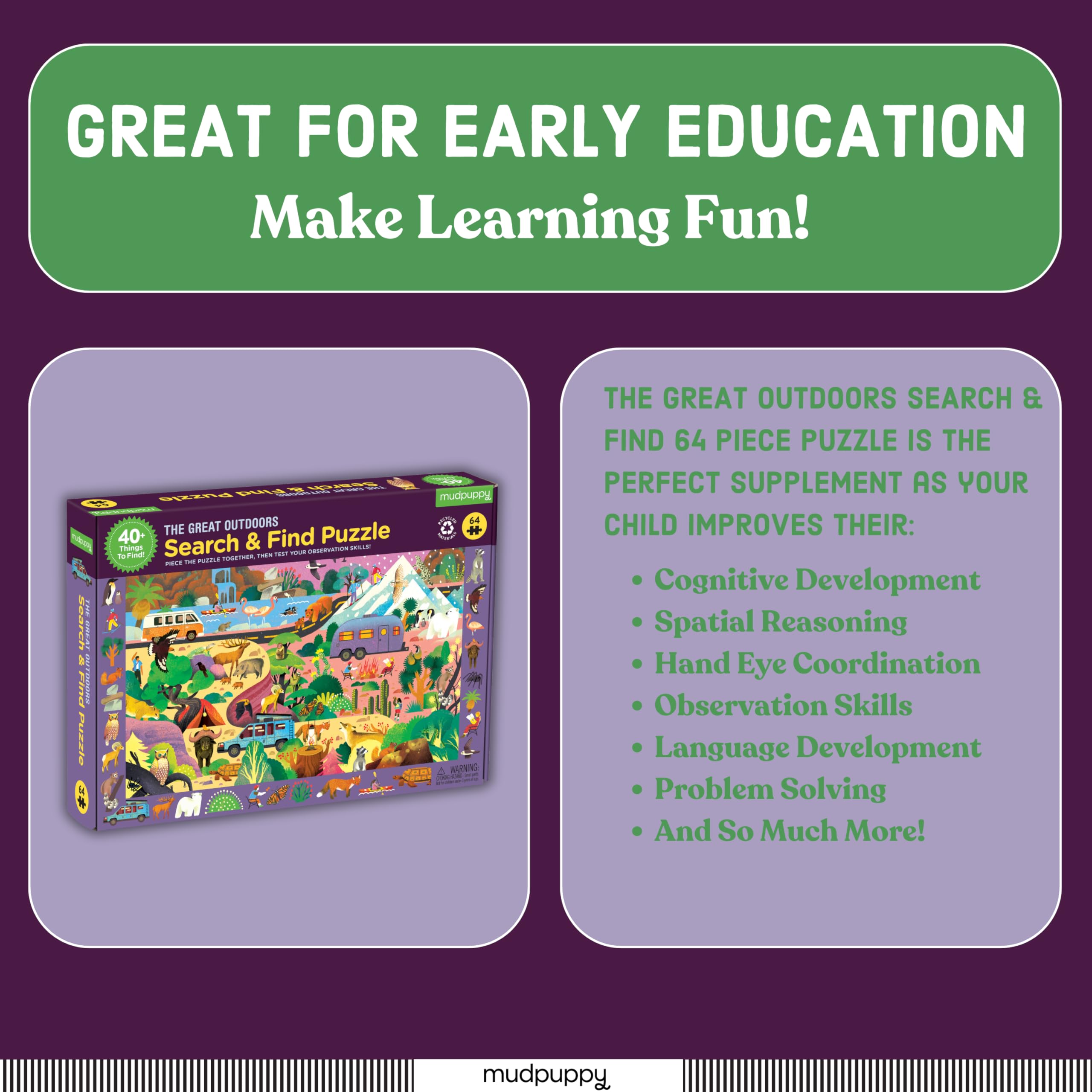 Mudpuppy The Great Outdoors — 64 Piece Search & Find Puzzle Jigsaw Puzzle Featuring Diverse Wildlife Animals and Plants and Over 40 Hidden Images to Find for Ages 4+ - Image 7