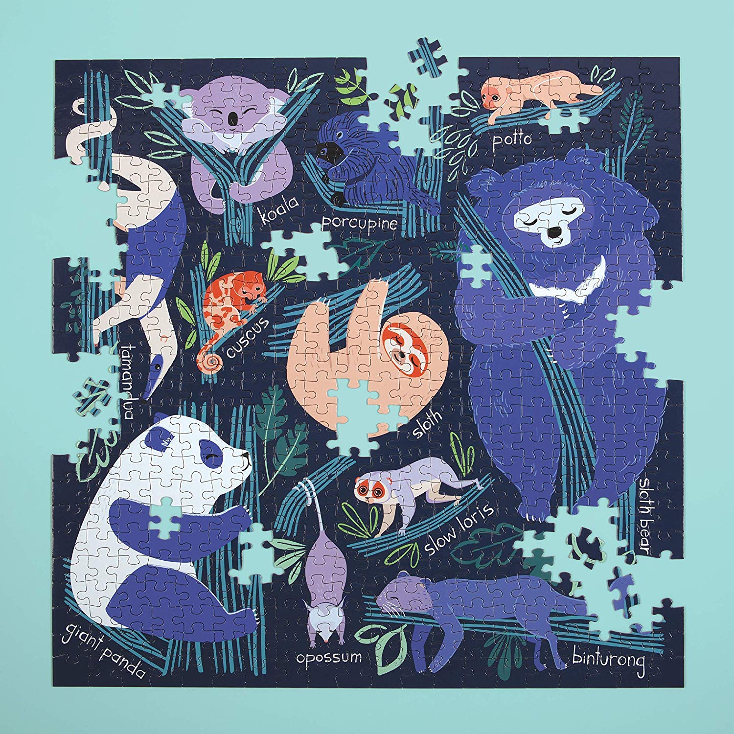 Mudpuppy Tree Dwelling Slowpokes 500 Piece Family Jigsaw Puzzle, Cute Forest Puzzle with Sloth, Panda, and Other Tree Dwelling Species - Image 8