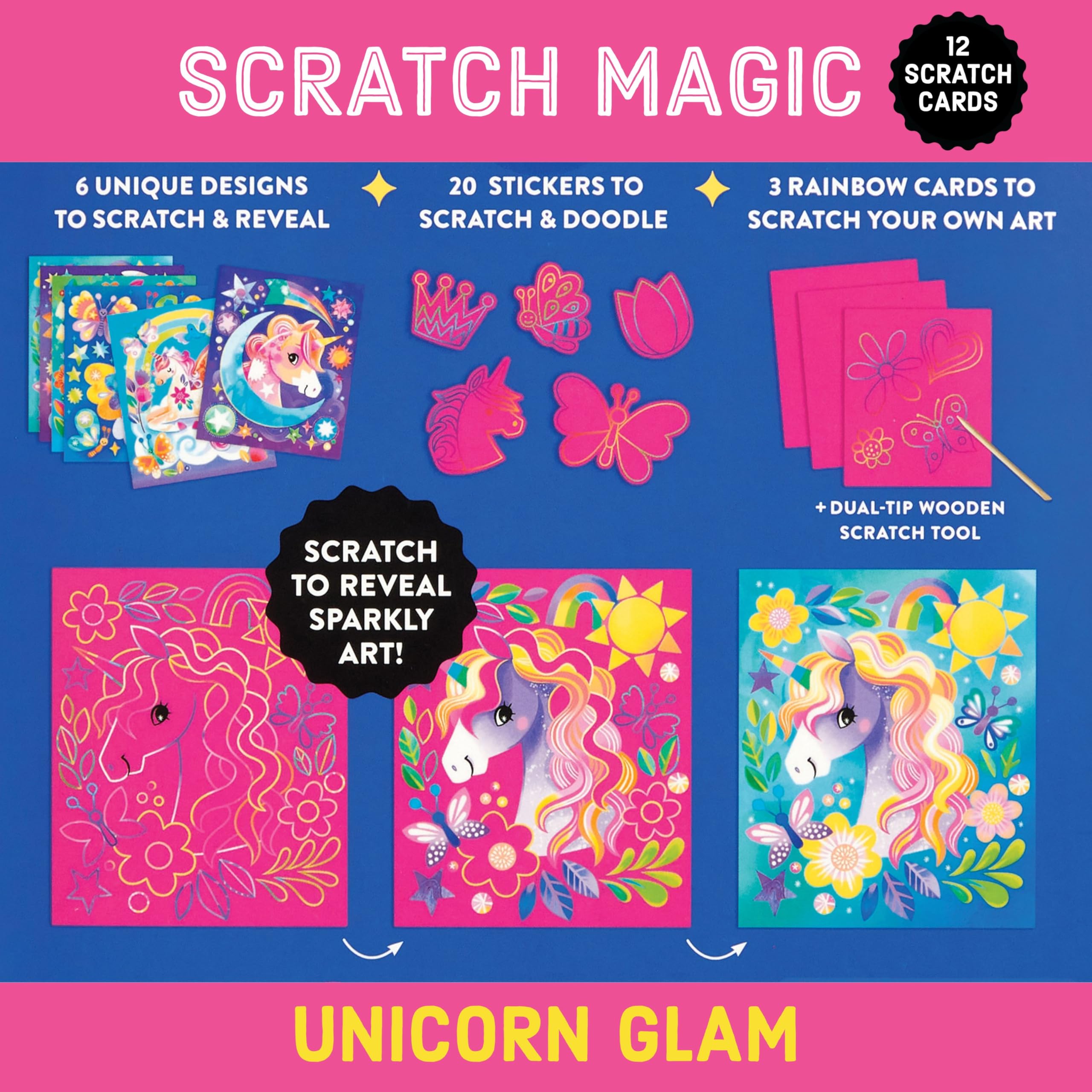 Mudpuppy Unicorn Magic - Scratch & Sparkle Art Activity Kit Featuring Fun Illustrations of Unicorns for Children Ages 5 and Up - Image 3